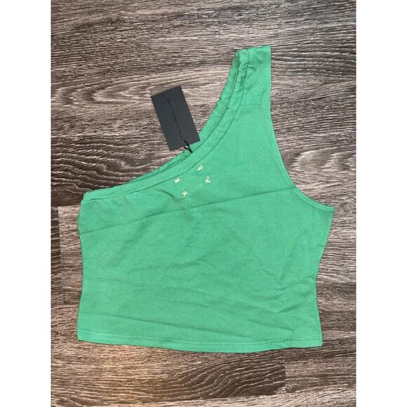 NWT Vintage Souls One Shoulder Crop Top In Green Size Medium - Picture 4 of 4